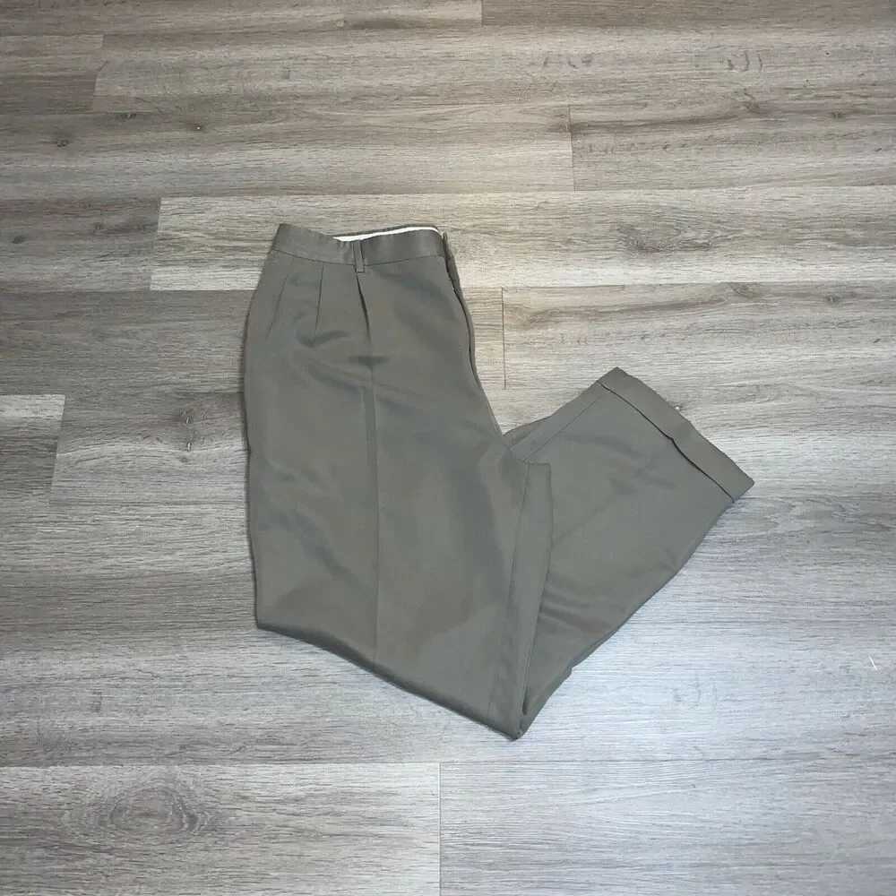 Croft & Barrow Dress Pants Mens 38x29 Dark Tan Straight Leg